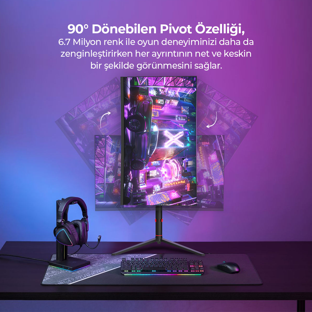 Havit Gamenote GSC102 27' Inç 200Hz 1ms Full Hd Pivot Curved Gaming Monitör VA Panel