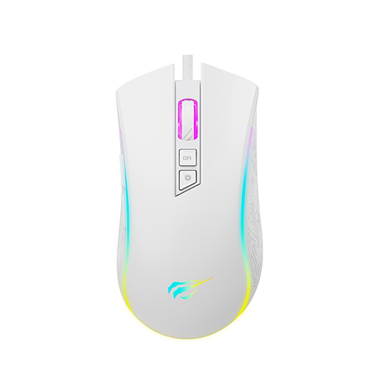 Havit Gamenote MS1034 RGB Gaming Makrolu Programlanabilir Oyuncu Mouse - Beyaz