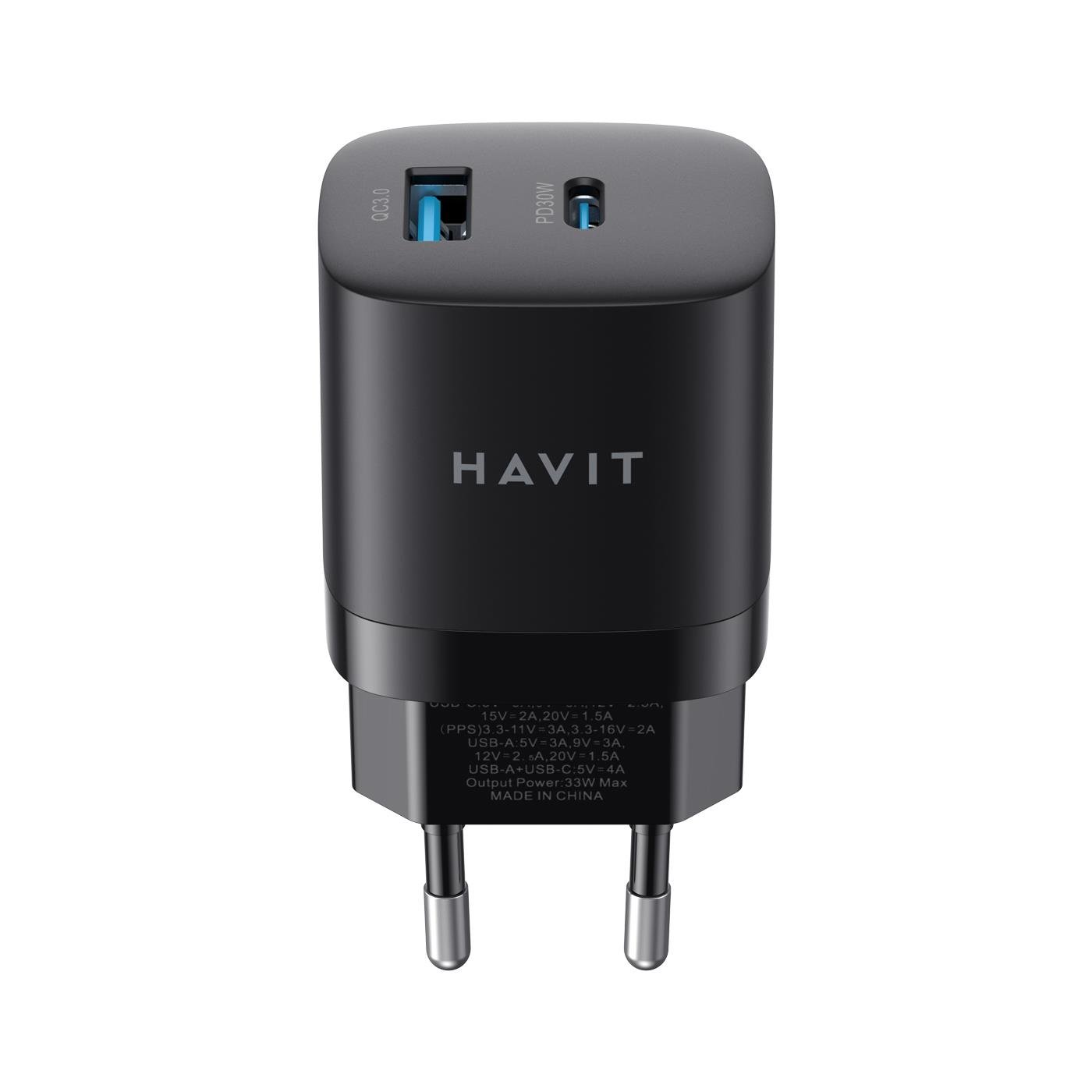 Havit UC30 Gan Teknoloji Hızlı Şarj Adaptörü - SİYAH